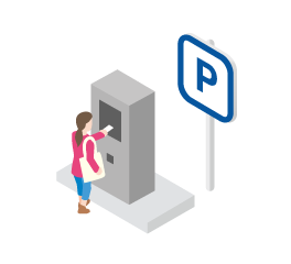 精算機に駐車券を入れる