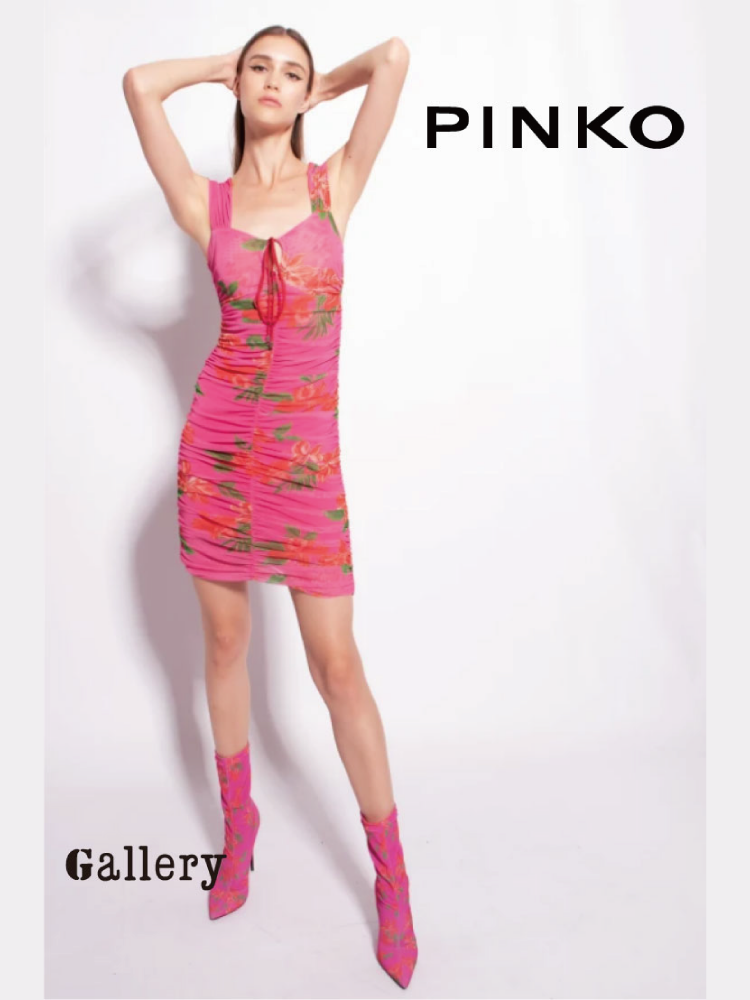 ブラウン×ピンク 【正規品】（美品）PINKO ワンショルダードレス